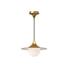 Kuzco Lighting PD525113BGOP Fuji 1-Light 60W Brushed Gold and Opal Matte Glass Pendant