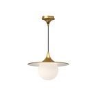 Kuzco Lighting PD525216BGOP Fuji 1-Light 60W Brushed Gold and Opal Matte Glass Pendant