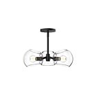 Kuzco Lighting PD548315MBCL Willow 3-Lights 180W Clear Glass and Matte Black Pendant