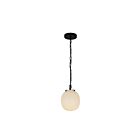 Kuzco Lighting PD579107MBGR Cherise 1-Light 60W Matte Black and Glossy Ribbed Opal Glass Pendant