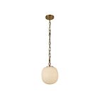 Kuzco Lighting PD579112BGGR Cherise 1-Light 60W Brushed Gold and Glossy Ribbed Opal Glass Pendant