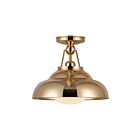 Kuzco Lighting SF344012PBGO Palmetto 1-Light 60W Polished Brass and Glossy Opal Semi Flush Mount