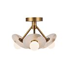 Kuzco Lighting SF346313VBAR Dahlia 11W Vintage Brass and Alabaster LED Semi Flush Mount