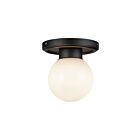 Kuzco Lighting SF407306MBGO Fiore 1-Light 60W Matte Black and Glossy Opal Glass Semi Flush Mount