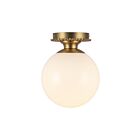 Kuzco Lighting SF430108BGGO Otis 1-Light 60W Brushed Gold and Glossy Opal Glass Semi Flush Mount