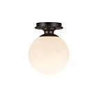 Kuzco Lighting SF430108MBGO Otis 1-Light 60W Matte Black and Glossy Opal Semi Flush Mount