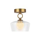 Kuzco Lighting SF443308BGCL-UNV Leota 9W Brushed Gold and Clear LED Semi Flush Mount