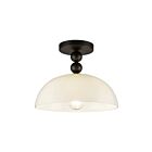 Kuzco Lighting SF459012MBGO Paisley 1-Light 60W Matte Black and Glossy Opal Glass Semi Flush Mount
