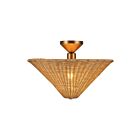 Kuzco Lighting SF497016BGRA Bridgette 1-Light 60W Brushed Gold and Rattan Semi Flush Mount