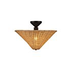Kuzco Lighting SF497016MBRA Bridgette 1-Light 60W Matte Black and Rattan Semi Flush Mount