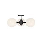 Kuzco Lighting SF505326MBOP Nouveau 3-Lights 120W Matte Black and Opal Matte Glass Semi Flush Mount