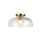 Kuzco Lighting SF515712BGCL Sylvia 1-Light 60W Brushed Gold and Clear Glass Semi Flush Mount