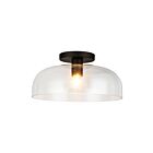 Kuzco Lighting SF515712MBCL Sylvia 1-Light 60W Matte Black and Clear Glass Semi Flush Mount