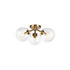 Kuzco Lighting SF549315AGCL Cassia 3-Lights 120W Aged Gold and Clear Glass Semi Flush Mount