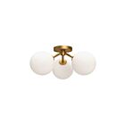 Kuzco Lighting SF549315AGOP Cassia 3-Lights 120W Aged Gold and Opal Matte Glass Semi Flush Mount