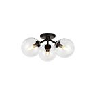 Kuzco Lighting SF549315MBCL Cassia 3-Lights 120W Matte Black and Clear Glass Semi Flush Mount