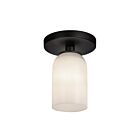 Kuzco Lighting SF57704-BK-GO Nola 1-Light 40W Black and Glossy Opal Glass Incandescent Semi Flush Mount