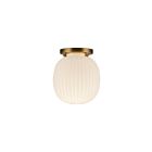 Kuzco Lighting SF579107BGGR Cherise 1-Light 60W Brushed Gold and Glossy Ribbed Opal Glass Semi Flush Mount