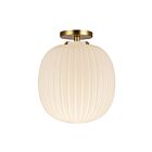 Kuzco Lighting SF579112BGGR Cherise 1-Light 60W Brushed Gold and Glossy Ribbed Opal Glass Semi Flush Mount