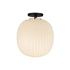 Kuzco Lighting SF579112MBGR Cherise 1-Light 60W Matte Black and Glossy Ribbed Opal Glass Semi Flush Mount