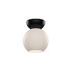 Kuzco Lighting SF59706-BK-OP Arcadia 1-Light 60W Black and Opal Glass Incandescent Semi Flush Mount
