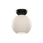 Kuzco Lighting SF59708-BK-OP Arcadia 1-Light 60W Black and Opal Glass Incandescent Semi Flush Mount