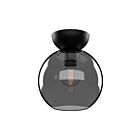 Kuzco Lighting SF59708-BK-SM Arcadia 1-Light 60W Black and Smoked Incandescent Semi Flush Mount