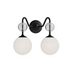 Kuzco Lighting VL415315MBOP Celia 2-Lights 120W Matte Black and Opal Glass Bathroom Vanity Light