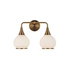 Kuzco Lighting VL524217AGOP Hazel 2-Lights 120W Aged Gold and Opal Matte Glass Bathroom Vanity Light