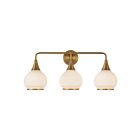 Kuzco Lighting VL524326AGOP Hazel 3-Lights 180W Aged Gold and Opal Matte Glass Bathroom Vanity Light