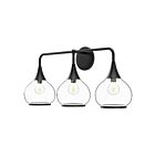 Kuzco Lighting VL524326MBCL Hazel 3-Lights 180W Clear Glass and Matte Black Bathroom Vanity Light