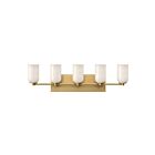 Kuzco Lighting VL57732-BG-GO Nola 5-Lights 200W Brushed Gold and Glossy Opal Glass Incandescent Bathroom Vanity Light