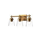 Kuzco Lighting VL638221AGCL Addison 3-Lights 180W Aged Gold and Clear Glass Bathroom Vanity Light