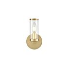 Kuzco Lighting WV309001NBCG Revolve 1-Light 60W Clear Glass and Natural Brass Bathroom Vanity Light