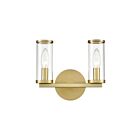 Kuzco Lighting WV309022NBCG Revolve 2-Lights 120W Clear Glass and Natural Brass Bathroom Vanity Light