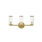 Kuzco Lighting WV309033NBCG Revolve 3-Lights 180W Clear Glass and Natural Brass Bathroom Vanity Light