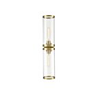 Kuzco Lighting WV311602NBCG Revolve II 2-Lights 120W Clear Glass and Natural Brass Bathroom Vanity Light
