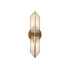 Kuzco Lighting WV332815VBCR Cairo 2-Lights 120W Ribbed Glass and Vintage Brass Bathroom Vanity Light