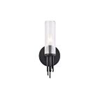 Kuzco Lighting WV335103MBCR Torres 1-Light 40W Clear Ribbed Glass and Matte Black Bathroom Vanity Light