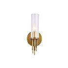 Kuzco Lighting WV335103VBCR Torres 1-Light 40W Ribbed Glass and Vintage Brass Bathroom Vanity Light