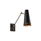 Kuzco Lighting WV342105MBHL Brickell 1-Light 60W Matte Black and Hazelnut Leather Bathroom Vanity Light