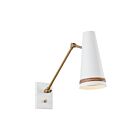 Kuzco Lighting WV342105MWHL Brickell 1-Light 60W Matte White and Hazelnut Leather Bathroom Vanity Light