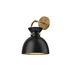 Kuzco Lighting WV411309AGMB Waldo 1-Light 60W Aged Gold and Matte Black Bathroom Vanity Light