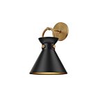 Kuzco Lighting WV412009AGMB Emerson 1-Light 60W Aged Gold and Matte Black Bathroom Vanity Light