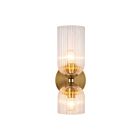 Kuzco Lighting WV442612BGCR Nelly 2-Lights 80W Brushed Gold and Clear Ribbed Glass Bathroom Vanity Light