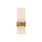 Kuzco Lighting WV442612BGGR Nelly 2-Lights 80W Brushed Gold and Glossy Ribbed Opal Glass Bathroom Vanity Light