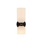 Kuzco Lighting WV442612MBGR Nelly 2-Lights 80W Matte Black and Glossy Ribbed Opal Glass Bathroom Vanity Light