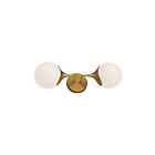 Kuzco Lighting WV505219AGOP Nouveau 2-Lights 80W Aged Gold and Opal Matte Glass Bathroom Vanity Light