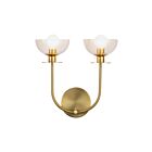 Kuzco Lighting WV515212BGCL Sylvia 2-Lights 120W Brushed Gold and Clear Glass Bathroom Vanity Light