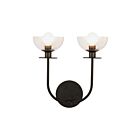 Kuzco Lighting WV515212MBCL Sylvia 2-Lights 120W Matte Black and Clear Glass Bathroom Vanity Light
